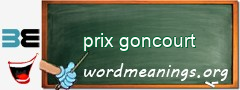 WordMeaning blackboard for prix goncourt